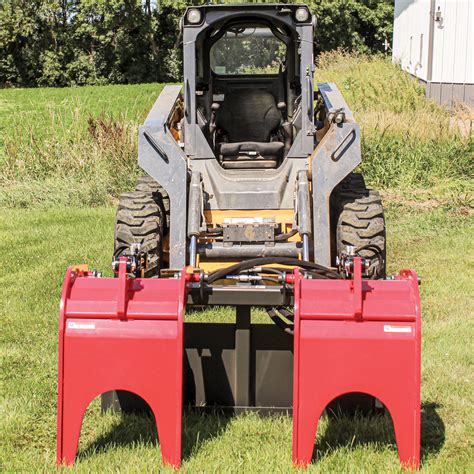 red and grey skid steer|GreyWolf™ Skid Steer Double Quick Attach Grapple.